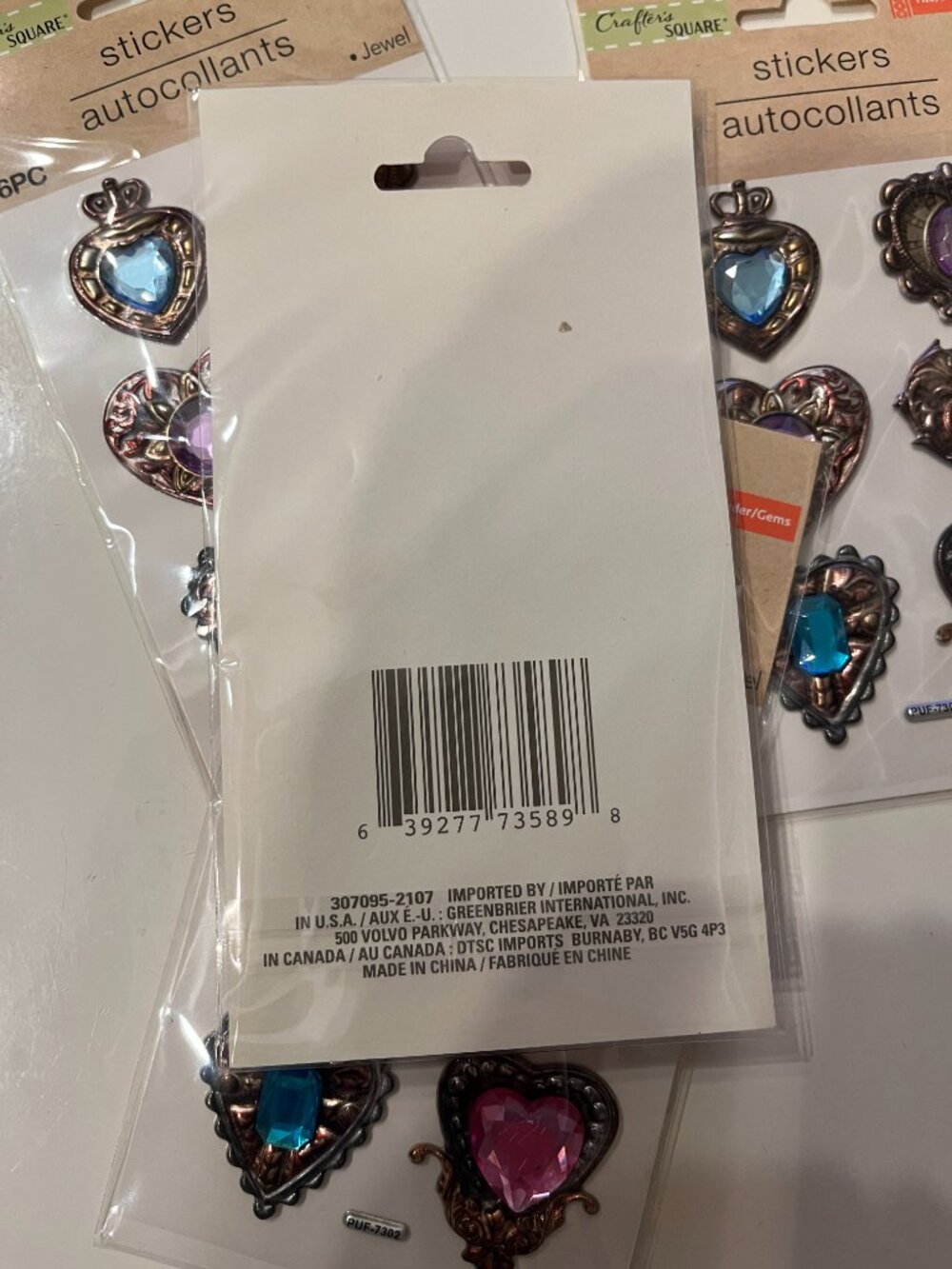 Heart Jewel Look Stickers Craft SGreat for crafts, scrapbooking & decor (4 pks) - Picture 5 of 9